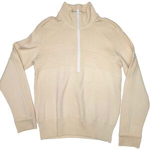 Vintage Demetre Beige 100% Virgin Wool 1/2 Zip Sweater Size M